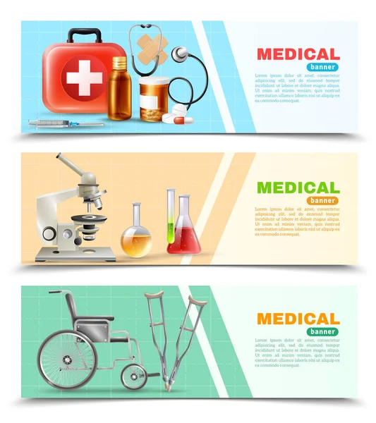 Healthcare Flat Medical Horizontal Banners Set — Stock Vector