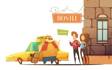 Hostel tasarım konsepti turist karşılama yöneticileri ile