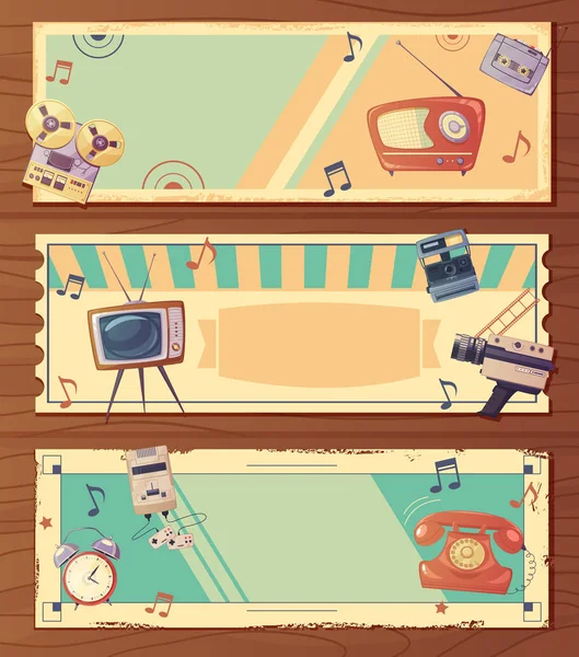 Dispositivos retro Banners horizontales — Vector de stock