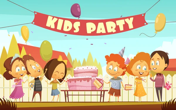 Děti večírek kreslené pozadí — Stockový vektor