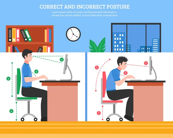 Spine Sitting Postures Ilustração —  Vetores de Stock