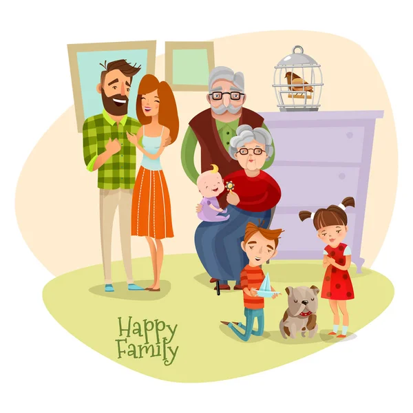 Happy Family Flat Template — Stock Vector