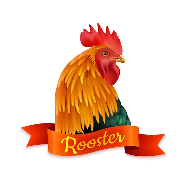 Red Rooster głowy profil kolorowe obrazy — Wektor stockowy
