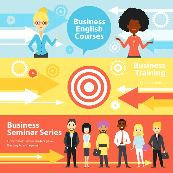 Business Training Horizontal Banners — Stock Vector