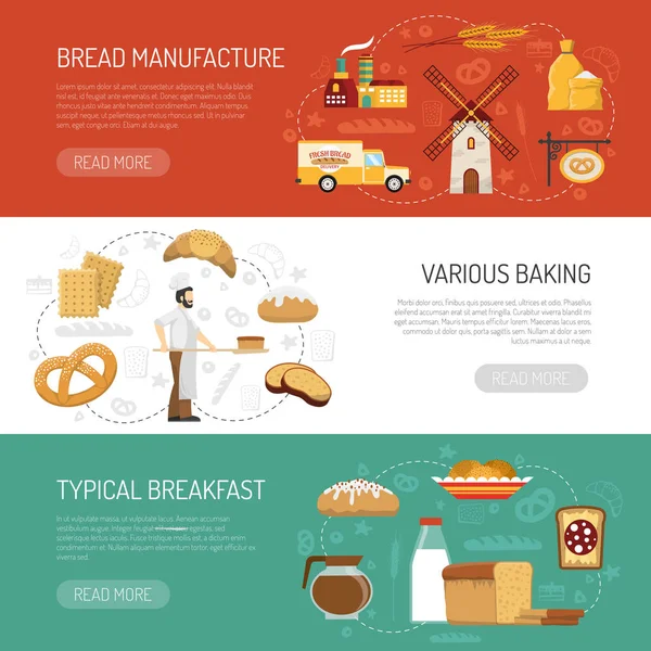 Горизонтальные баннеры пекарен — стоковый вектор