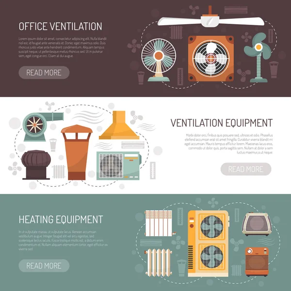 Bannières de conditionnement et de chauffage de ventilation — Image vectorielle