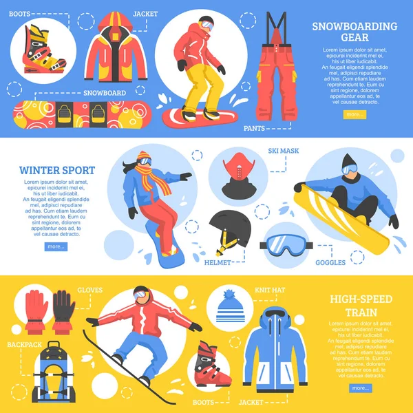 Banners horizontales de snowboard — Archivo Imágenes Vectoriales