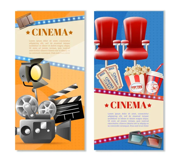 Cinema 2 Set de Banners Verticales — Archivo Imágenes Vectoriales