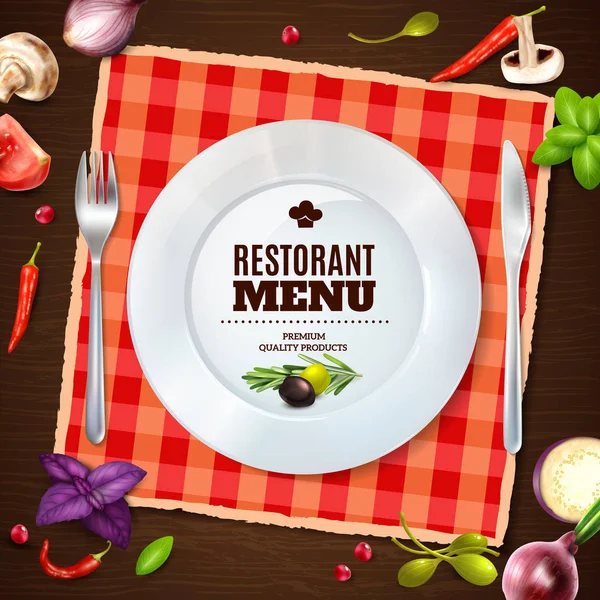 Restaurante Menú Realista Composición Backgroud Cartel — Archivo Imágenes Vectoriales