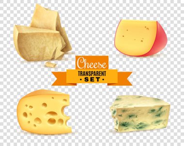 Peynir 4 gerçekçi görüntüler şeffaf Set