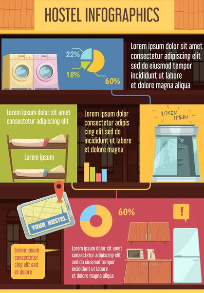 Hostel Infographics platt mall — Stock vektor