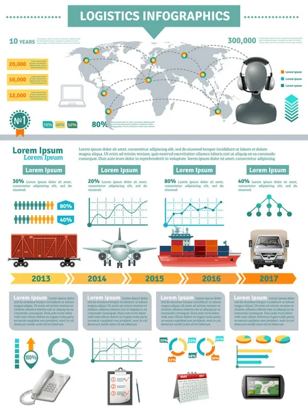 Infografica logistica globale — Vettoriale Stock