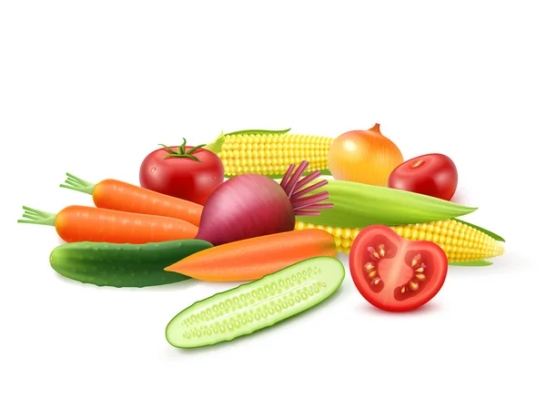Πρότυπο πολύχρωμα φρέσκα λαχανικά — Διανυσματικό Αρχείο