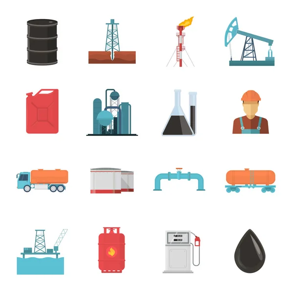 Conjunto de iconos de la industria petrolera — Vector de stock