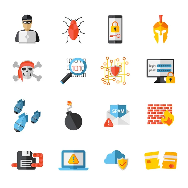 Hacken elementen Icon Set — Stockvector