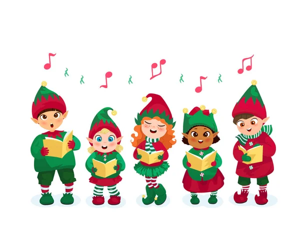 Caroling kids set — Stock vektor