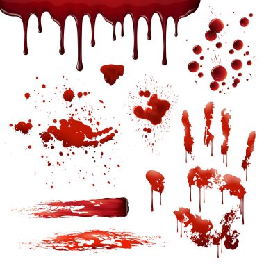 Kan sıçramaları gerçekçi kan lekesi desenleri kümesi 