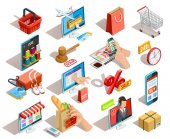 Shopping E-commerce Isometric Icons Set