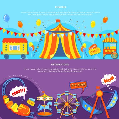 Funfair and attractions 2 flat banners clipart