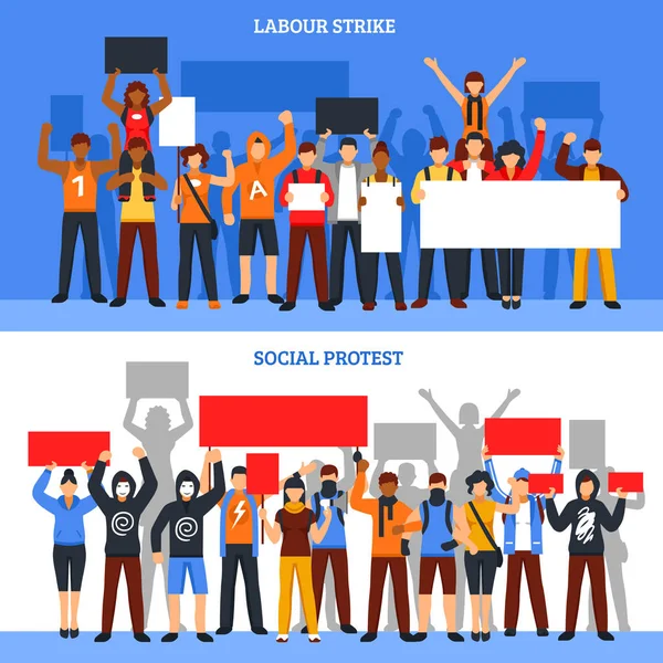 Crowd Strike Banners Set — Stock Vector