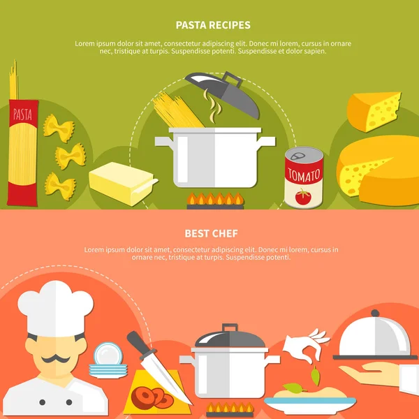 Alimentos Banners horizontales planos — Vector de stock