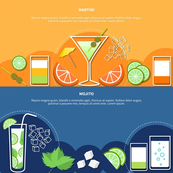 Cocktail horizontale Banners — Stockvector