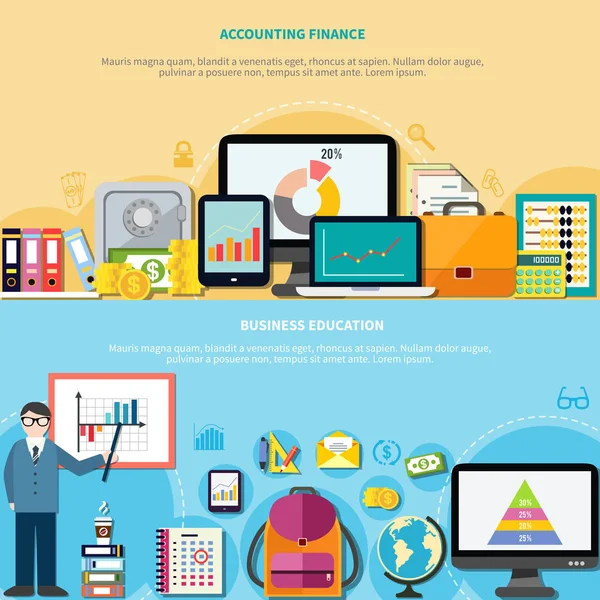 Bedrijfsinformatie en Accounting Finance Banners — Stockvector