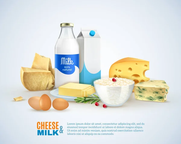 Mléčné výrobky šablona — Stockový vektor