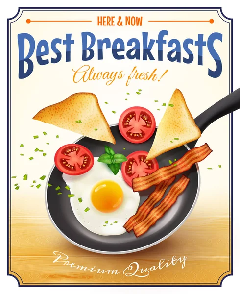 Restaurant Breakfast Advertisement Retro Poster — Stock Vector