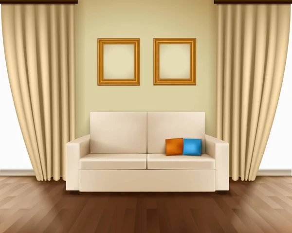 Interior de la habitación realista — Vector de stock