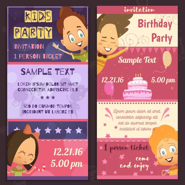 Bannières d'invitation de fête pour enfants — Image vectorielle