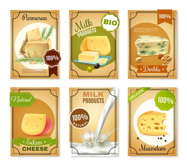 Mjölk produkter vertikala banderoller — Stock vektor
