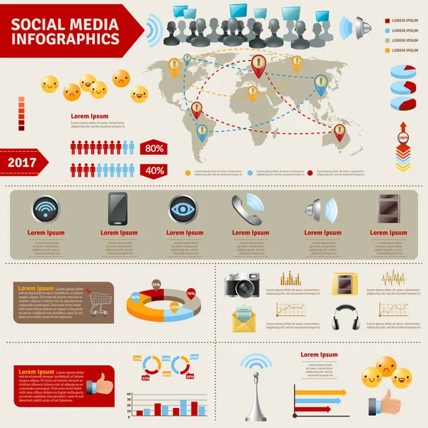 Infographie des médias sociaux — Image vectorielle