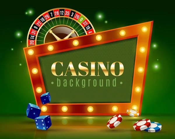 Casino Festive Lights Affiche de fond verte — Image vectorielle