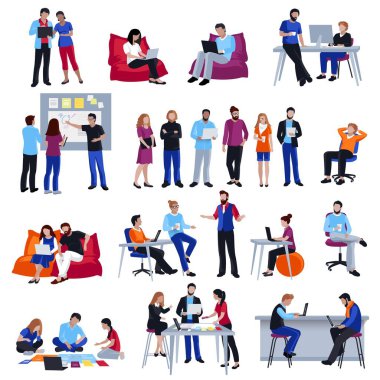 Coworking People Isolated Icons Set