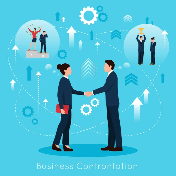 Konstruktív üzleti konfrontáció lapos összetétele poszter — Stock Vector