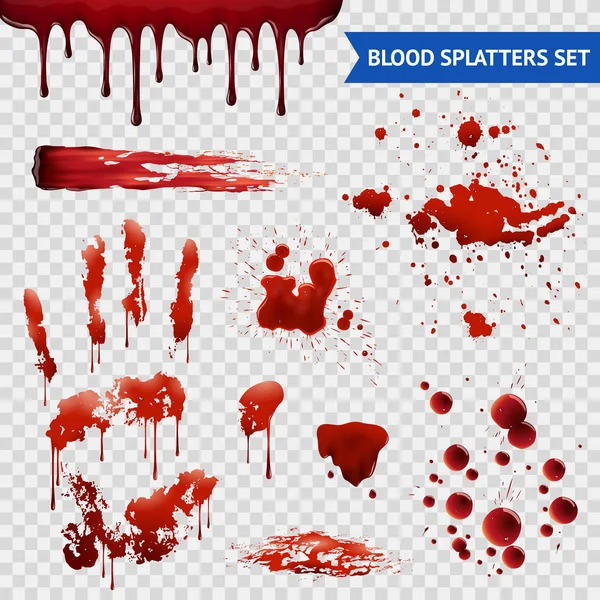 Manchas de sangre Muestras realistas Conjunto transparente — Vector de stock