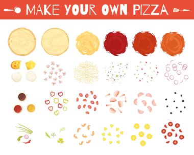 Pizza öğeleri karikatür Stil kümesi