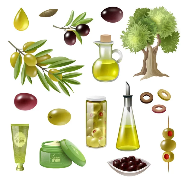 Olive Cartoon Set — Stock Vector