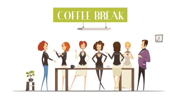 Coffee Break Desenhos animados Estilo Ilustração —  Vetores de Stock