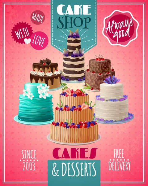 Baked Cakes Poster — Stock Vector