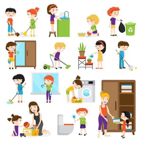 Kid Cleaning Set — Stock Illustration Kid Cleaning Set Royalty Free Stock Vectors