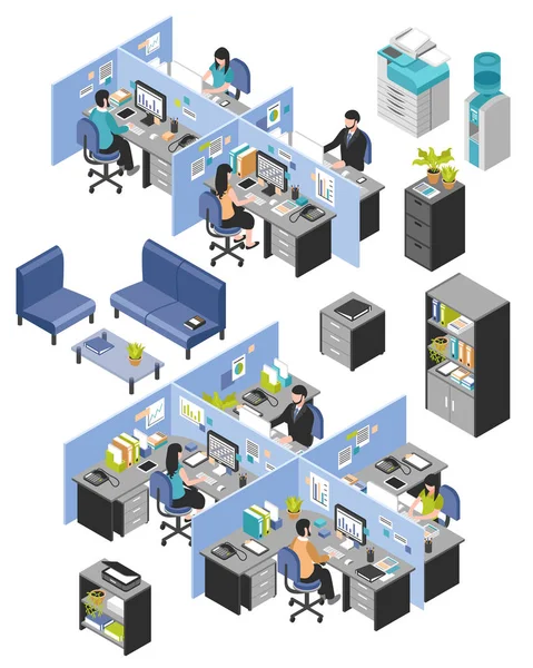 Cubicle Office Workplaces Set — Stock Vector