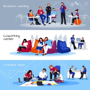Yatay Banner coworking insanlar düz