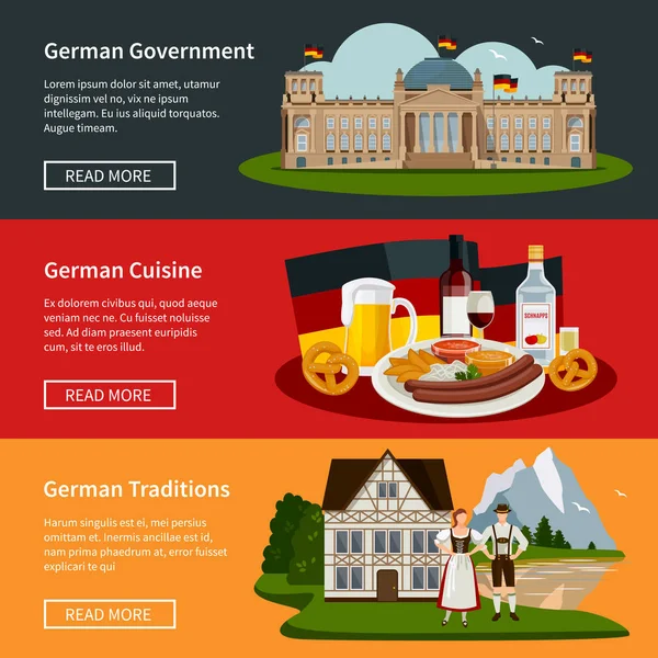 Germania Banner orizzontali piatti — Vettoriale Stock
