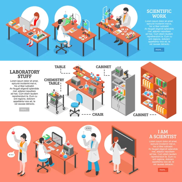 Bannières horizontales de laboratoire scientifique — Image vectorielle