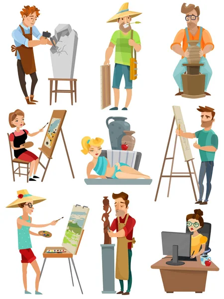 Artista conjunto de dibujos animados — Vector de stock