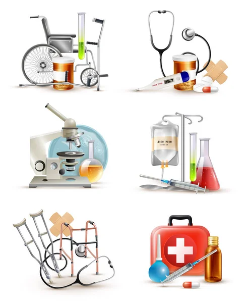 Conjunto de elementos de suministro médico — Archivo Imágenes Vectoriales