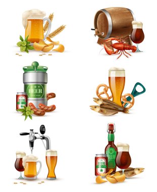 Fıçı bira illüstrasyonlar Set