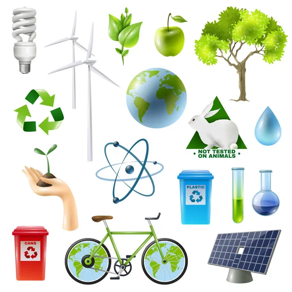 Yeşil enerji işareti kümesi — Stok Vektör